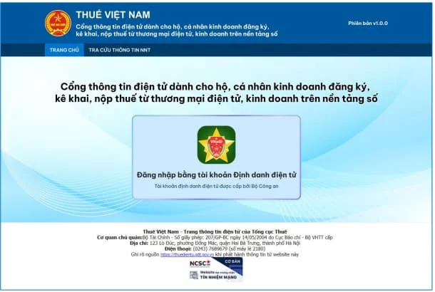 Đăng nhập bằng tài khoản định danh điện tử